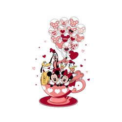 mickey friends coffee cup balloon pink valentine day svg