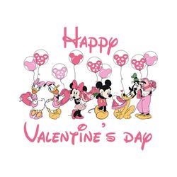 happy valentines day mickey friends pink balloon svg