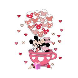 mickey minnie couple coffee cup balloon valentine day svg