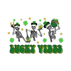 lucky vibes green leprechaun hat skeleton svg