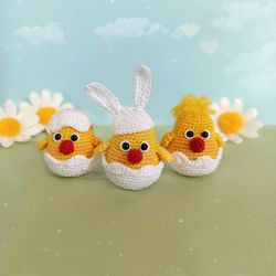 Little Easter Chicken, Crochet soft Chick, Easter decor, Basket stuffers, Easter favors, Mini bird, Kawaii.