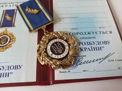 Ukrainian award order "For the Development of Ukraine"  with diploma. GLORY TO UKRAINE