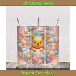 chibi winnie the pooh colorful balloon tumbler png