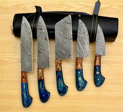 Deluxe Damascus Steel Chef Knife Set - 5 Professional Knives