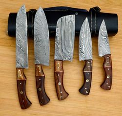 Exquisite Handcrafted Damascus Kitchen Knife Set - 5 Pieces Knife Set