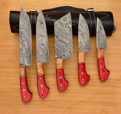 Handmade Damascus Chef Knife Set - 5 Superior Knife Pieces