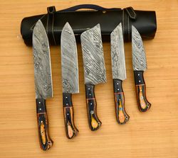 Damascus Steel Chef Knife Ensemble - 5 Essential Blades