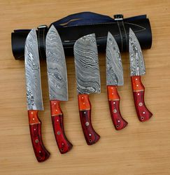 Damascus Steel Chef Knife Package - 5 Essential Knives set