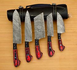 Damascus Steel Chef Knife Ensemble - 5 Essential kitchen Blades