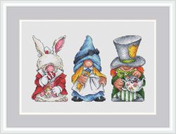 Gnome Cross Stitch Pattern Alice in Wonderland Cross Stitch Pattern White Rabbit Cross Stitch Pattern