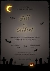 Halloween, moody, dark wedding invitation, save the date PSD template