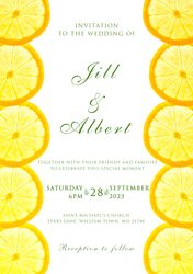 Citrus lemon / orange wedding invitation, save the date PSD template