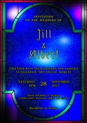 Stained glass wedding invitation, save the date PSD template