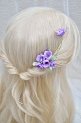 Small purple flower hair pin