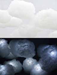 White hanging floating LED clouds. LED lights, thundercloud, chandelier, light up cloud, fluffy