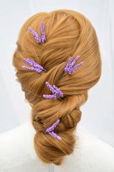 Artificial lavender flowers hair pins. Bridal hair pieces. Wedding hair accessories.