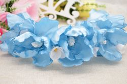 Blue himalayan poppy flower crown. Pastel flower hair accessory. Light blue and white head wreath. Wedding headpiece