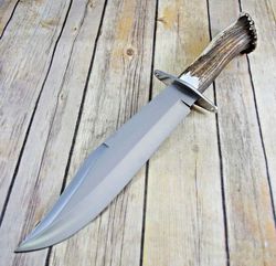 Custom Made D2 steel Bowie Knife forged knife Hunting Knife camping knife with stag horn with father's day