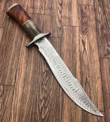 Custom handmade Damascus steel Crocodile Dundee Bowie Rambo knife fathers day gift, Gift for hi