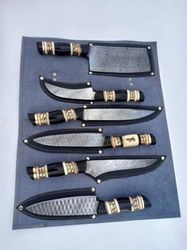 6PCS Handmade Chef Knives Set. Kitchen Knife set, Damascus  Steel knives, Chef knives, Chef Set, Gifts for him, Birthday
