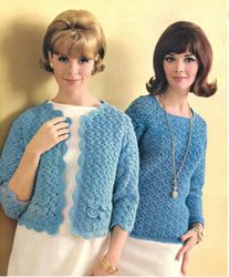 Vintage Shell Crochet Pattern for Making 2 Sweaters Pullover Cardigan Jacket PDF Instant Download