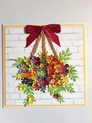 Boxed Luxury Hanging Flowers Greeting Card | Handmade for Special Occasions