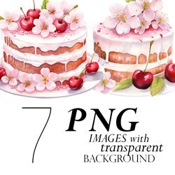Watercolor Pink Birthday Cake Clipart Transparent Background Png, No Candles Cute Pink Cake Clipart Illustrations