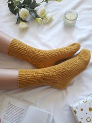 Hand knitted socks for women. Alpaca socks. Gift for her.
