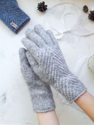 Hand knitted gloves woman's. Baby alpaca gloves. Gift for her.