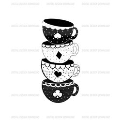 The Mad Hatter Tea Party Poker Card Tea Cup Set