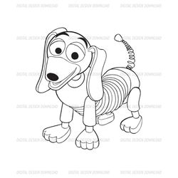 Disney Cartoon Toy Story Character Dachshund Dog Slinky Toy Silhouette SVG
