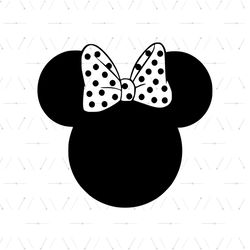 Polka Dot Bow Minnie Mouse Head Disney Vector SVG
