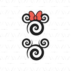 Swirls Disney Mickey Minnie Mouse Head Vector SVG