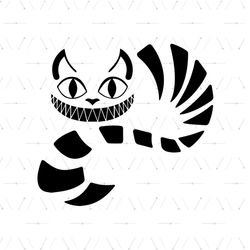 Black White Cheshire Cat Alice's Adventure In Wonderland SVG