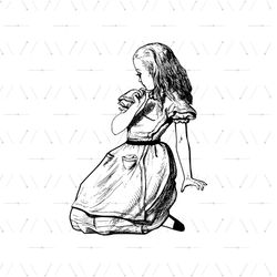 Alice Adventure In Wonderland Alice Girl Kneeling SVG