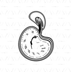 Alice In Wonderland Cartoon Pocket Watch Silhouette SVG