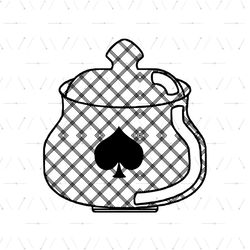 Alice In Wonderland Tea Party Spades Pattern Tea Pot SVG