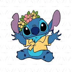 Floral Stitch SVG, Cute Stitch SVG, Disney Lilo Stitch SVG, Lilo and Stitch Cricut, Disney Characters SVG, Cartoon, Movi