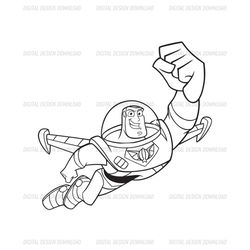 Disney Cartoon Toy Story Character Flying Buzz Lightyear Toy Silhouette SVG