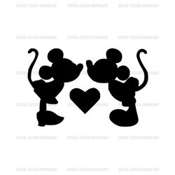 Disney Love Mickey Minnie Mouse Kissing Silhouette SVG