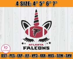 Atlanta Falcons Embroidery, Unicorn Embroidery, NFL Machine Embroidery Digital, 4 sizes Machine Emb Files -25-Kreincespn