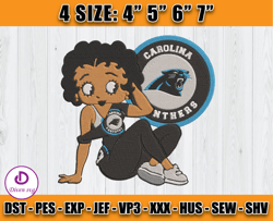 Panthers Embroidery, Betty Boop Embroidery, NFL Machine Embroidery Digital, 4 sizes Machine Emb Files -27 Diven