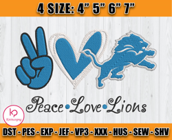 Peace Love Lions Embroidery File, Detroit Lions Embroidery, Football Embroidery Design, Embroidery Patterns, D15- Kreinc
