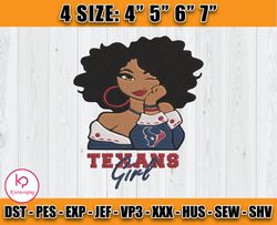 Houston Texans Black Girl Embroidery, Balck Girl Embroidery, Football Embroidery Design, Embroidery Patterns, D22 - Krei