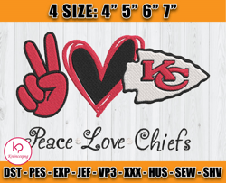 Peace Love Chiefs Embroidery File, Chiefs Chiefs Embroidery, Football Embroidery Design, Embroidery Patterns, D12- Krein