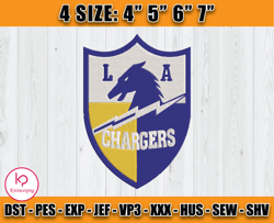 Los Angeles Chargers Logo Embroidery, Logo NFL Embroidery, NFL Sport Embroidery, Football Embroidery