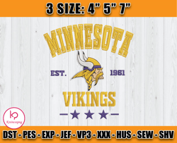 Minnesota Vikings Football Embroidery Design, Brand Embroidery, NFL Embroidery File, Logo Shirt 09