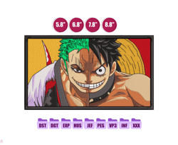 ZORO LUFFY Anime Embroidery Design, Anime Embroidery Designs 11
