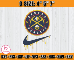 Denver Nuggets Embroidery Design, Basketball Nike Embroidery Machine Design