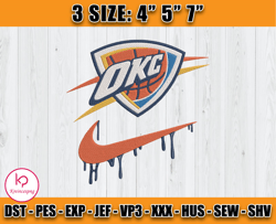 Oklahoma City Thunder Embroidery Design, Basketball Nike Embroidery Machine Design